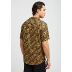 Funky Buddha Ανδρικό Κοντομάνικο Πουκάμισο Καφέ, Μαύρο