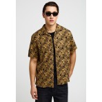 Funky Buddha Ανδρικό Κοντομάνικο Πουκάμισο Καφέ, Μαύρο