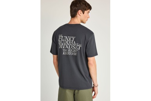 Funky Buddha Print On The Back Relaxed T-Shirt Ανδρικό (FBM013-014-04-ANTHRACITE)
