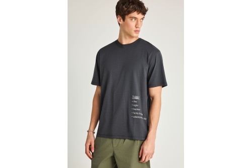 Funky Buddha Print On The Back Relaxed T-Shirt Ανδρικό (FBM013-014-04-ANTHRACITE)