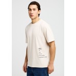 Funky Buddha Ανδρικό Κοντομάνικο T-Shirt Μπεζ