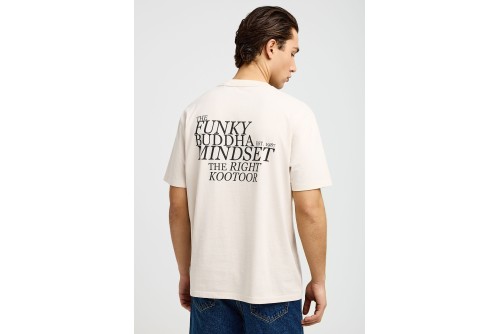 Funky Buddha Print On The Back Relaxed T-Shirt Ανδρικό (FBM013-014-04-CLOUD-CREAM)