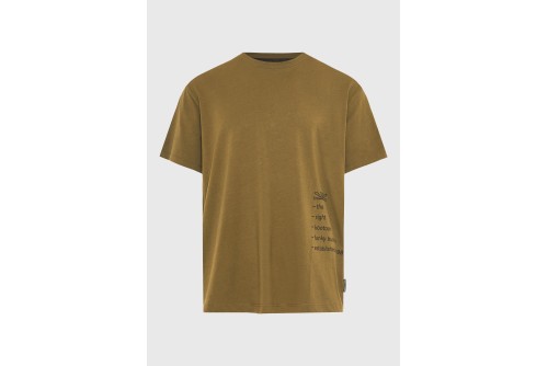 Funky Buddha Print On The Back Relaxed T-Shirt Ανδρικό (FBM013-014-04-DUSTY-OLIVE)