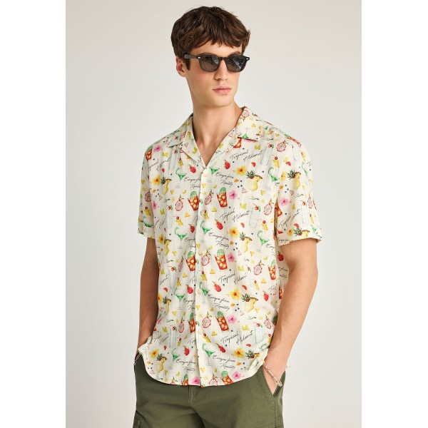 Funky Buddha Ανδρικό Πουκάμισο Με Κοντό Μανίκι (FBM013-017-05-OFF-WHITE)