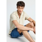 Funky Buddha Ανδρικό Πουκάμισο Με Κοντό Μανίκι (FBM013-018-05-CLOUD-CREAM)