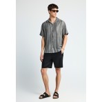 Funky Buddha Ανδρικό Πουκάμισο Με Κοντό Μανίκι (FBM013-018-05-MOON-MIST)