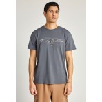 Funky Buddha Ανδρικό Κοντομάνικο T-Shirt Γκρι Σκούρο