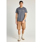 Funky Buddha Ανδρικό Κοντομάνικο T-Shirt Γκρι Σκούρο