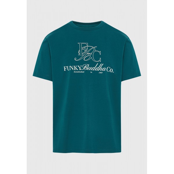Funky Buddha Print T-Shirt Ανδρικό (FBM013-023-04-EMERALD)