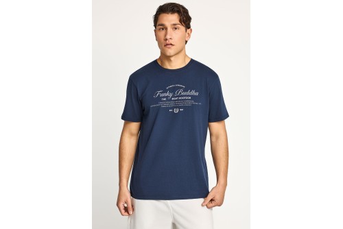 Funky Buddha Print T-Shirt Ανδρικό (FBM013-024-04-NAVY)