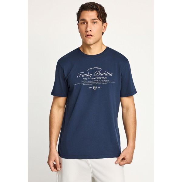 Funky Buddha Print T-Shirt Ανδρικό (FBM013-024-04-NAVY)