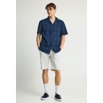Funky Buddha Ανδρικό Κοντομάνικο Πουκάμισο Μπλε Σκούρο