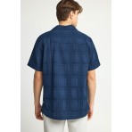 Funky Buddha Ανδρικό Κοντομάνικο Πουκάμισο Μπλε Σκούρο