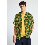 Funky Buddha Ανδρικό Κοντομάνικο Πουκάμισο Πράσινο