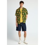 Funky Buddha Ανδρικό Κοντομάνικο Πουκάμισο Πράσινο