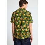 Funky Buddha Ανδρικό Κοντομάνικο Πουκάμισο Πράσινο
