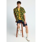 Funky Buddha Ανδρικό Κοντομάνικο Πουκάμισο Πράσινο
