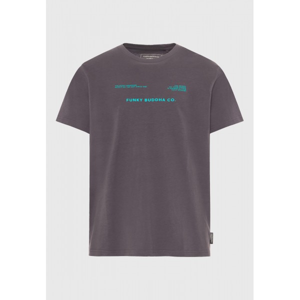 Funky Buddha Ανδρική Μπλούζα Κοντό Μανίκι Και Τύπωμα (FBM013-033-04-DK-GREY)