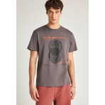 Funky Buddha Ανδρικό Κοντομάνικο T-Shirt Καφέ