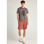 Funky Buddha Ανδρικό Κοντομάνικο T-Shirt Καφέ