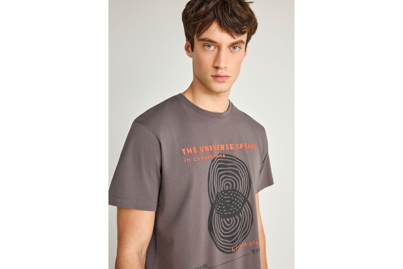 Funky Buddha Ανδρικό Κοντομάνικο T-Shirt Καφέ