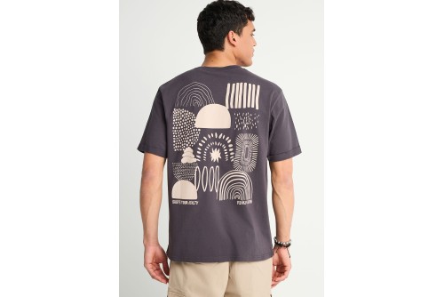 Funky Buddha Graphic Print On The Back T-Shirt Ανδρικό (FBM013-049-04-ANTHRACITE)