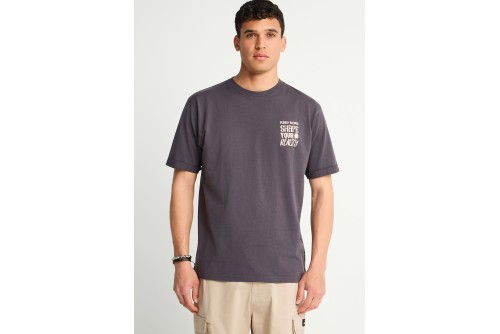 Funky Buddha Graphic Print On The Back T-Shirt Ανδρικό (FBM013-049-04-ANTHRACITE)