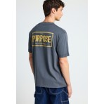 Funky Buddha T-Shirt Με Τύπωμα Στην Πλάτη (FBM013-051-04-DK-GREY)