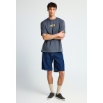 Funky Buddha T-Shirt Με Τύπωμα Στην Πλάτη (FBM013-051-04-DK-GREY)