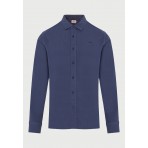 Funky Buddha The Essentials Ανδρικό Μακρυμάνικο Πουκάμισο Μπλε Ίντιγκο
