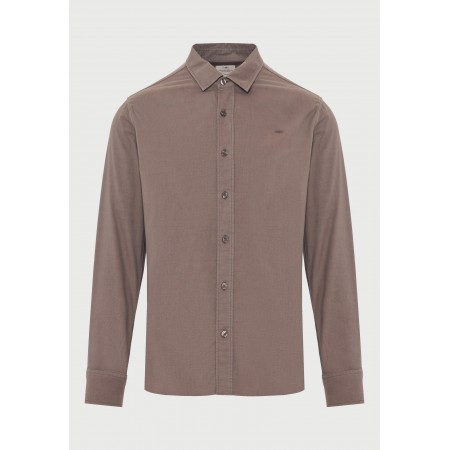 Funky Buddha The Essentials Ανδρικό Μακρυμάνικο Πουκάμισο Καφέ