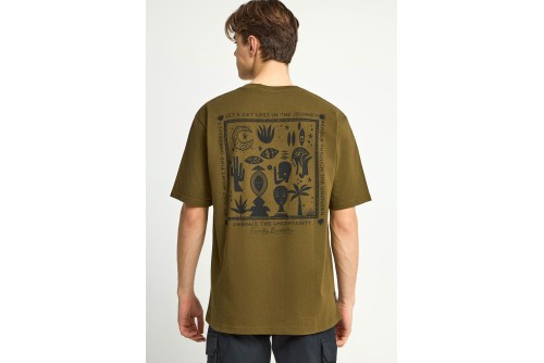 Funky Buddha Graphic Print T-Shirt Ανδρικό (FBM013-052-04-DUSTY-OLIVE)