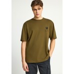 Funky Buddha Ανδρικό Κοντομάνικο T-Shirt Λαδί