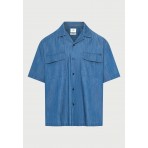Funky Buddha Ανδρικό Κοντομάνικο Πουκάμισο Μπλε