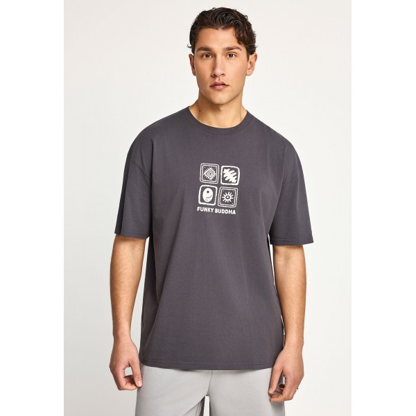 Funky Buddha Ανδρική Μπλούζα Κοντό Μανίκι Και Τύπωμα (FBM013-055-04-ANTHRACITE)