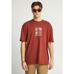 Funky Buddha Ανδρικό Κοντομάνικο T-Shirt Κεραμιδί, Μπεζ