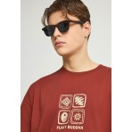 Funky Buddha Ανδρικό Κοντομάνικο T-Shirt Κεραμιδί, Μπεζ