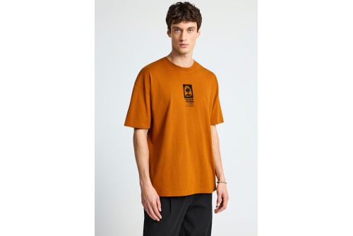 Funky Buddha Print On The Back Oversized T-Shirt Ανδρικό (FBM013-056-04-SPICY-PUMPKIN)