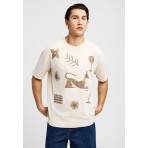 Funky Buddha T-Shirt Με Τύπωμα (FBM013-057-04-CLOUD-CREAM)