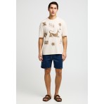 Funky Buddha T-Shirt Με Τύπωμα (FBM013-057-04-CLOUD-CREAM)