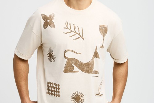 Funky Buddha T-Shirt Με Τύπωμα (FBM013-057-04-CLOUD-CREAM)