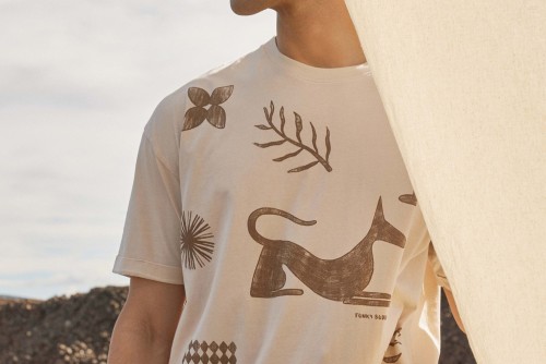 Funky Buddha T-Shirt Με Τύπωμα (FBM013-057-04-CLOUD-CREAM)
