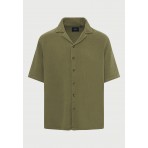 Funky Buddha Ανδρικό Κοντομάνικο Πουκάμισο Χακί