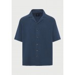 Funky Buddha Ανδρικό Κοντομάνικο Πουκάμισο Μπλε Σκούρο