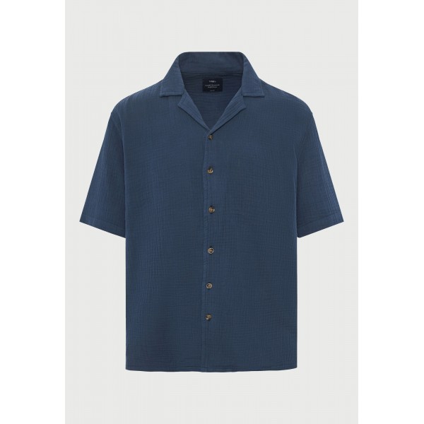 Funky Buddha Ανδρικό Πουκάμισο Με Κοντό Μανίκι (FBM013-057-05-NAVY)
