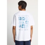 Funky Buddha Ανδρικό Κοντομάνικο T-Shirt Λευκό, Μπλε