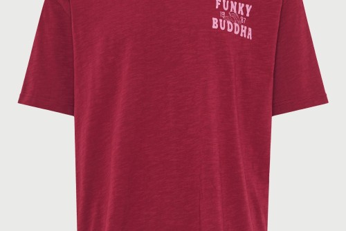 Funky Buddha Ανδρική Μπλούζα Με Κοντό Μανίκι  Και Τύπωμα (FBM013-062-04-BURGUNDY)
