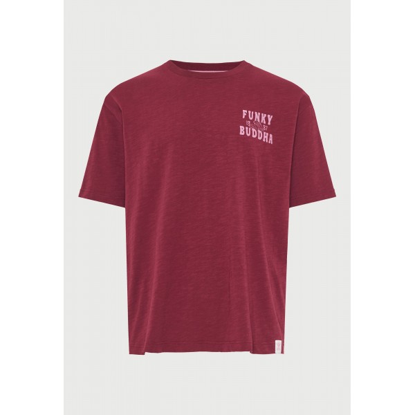 Funky Buddha Ανδρική Μπλούζα Με Κοντό Μανίκι  Και Τύπωμα (FBM013-062-04-BURGUNDY)