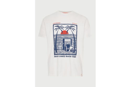 Funky Buddha Print Cotton T-Shirt Ανδρικό (FBM013-064-04-OFF-WHITE)