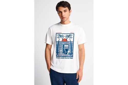 Funky Buddha Print Cotton T-Shirt Ανδρικό (FBM013-064-04-OFF-WHITE)
